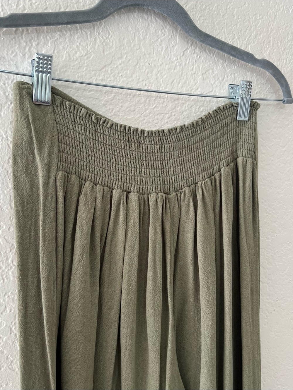 Sienna Sky Light Olive Army Green Wide Leg Pull On Linen Blend Pants Size Medium - Picture 6 of 12